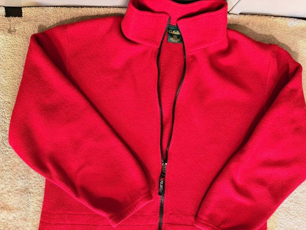 Cabela's Polartec Fleece Jacket Size L Red Full Zip - Picture 4 of 10
